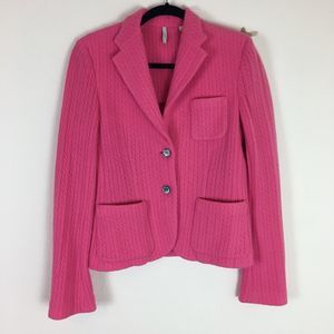 Iisli Hot Pink Mini Cable Knit Blazer 2-Button